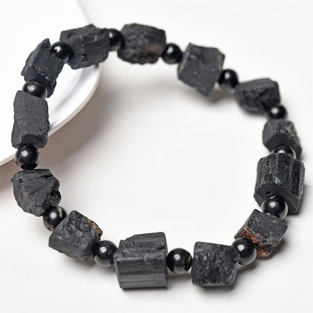 Buddha Stones Black Tourmaline Irregular Stone Positive Bracelet Bracelet BS 2