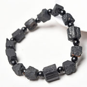 Buddha Stones Black Tourmaline Irregular Stone Positive Bracelet Bracelet BS 3