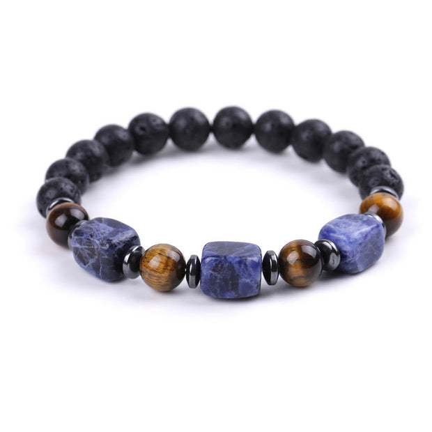 Buddha Stones Various Crystals Lava Rock Calm Bracelet Bracelet BS Sodalite(Wrist Circumference: 14-16cm)