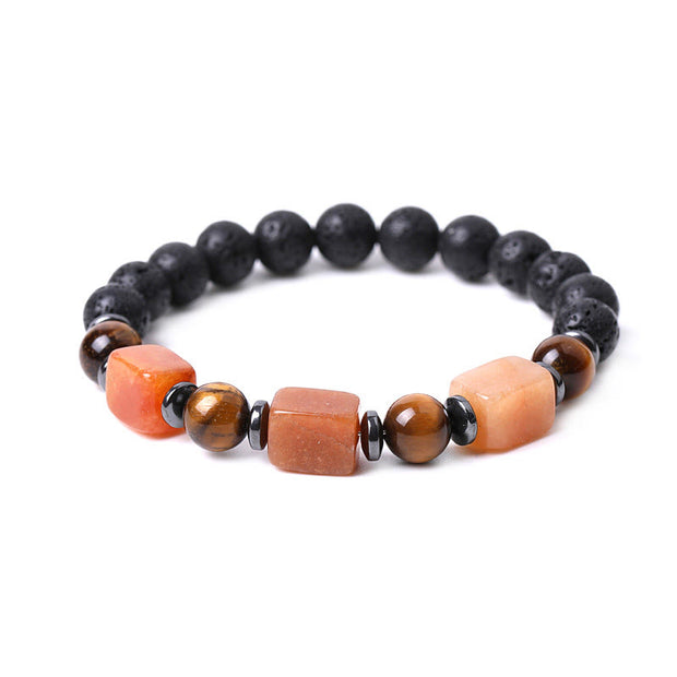 Buddha Stones Various Crystals Lava Rock Calm Bracelet Bracelet BS Red Aventurine(Wrist Circumference: 14-16cm)