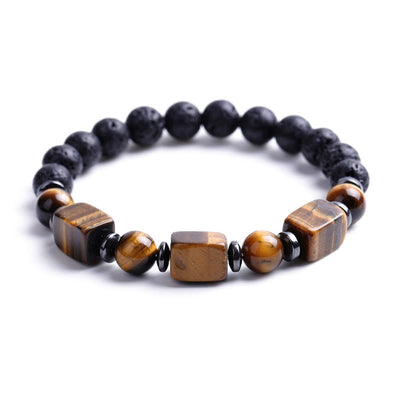 Buddha Stones Various Crystals Lava Rock Calm Bracelet Bracelet BS Tiger Eye(Wrist Circumference: 14-16cm)