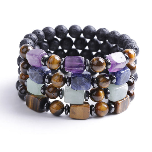 Buddha Stones Various Crystals Lava Rock Calm Bracelet