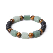 Buddha Stones Various Crystals Cube Lava Rock Support Bracelet Bracelet BS Green Aventurine(Wrist Circumference: 14-16cm)