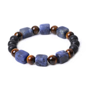 Buddha Stones Various Crystals Cube Lava Rock Support Bracelet Bracelet BS Sodalite(Wrist Circumference: 14-16cm)