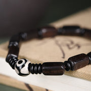 FREE Today: Spiritual Protection Ebony Wood Rectangular Beads Dzi Bead Bracelet