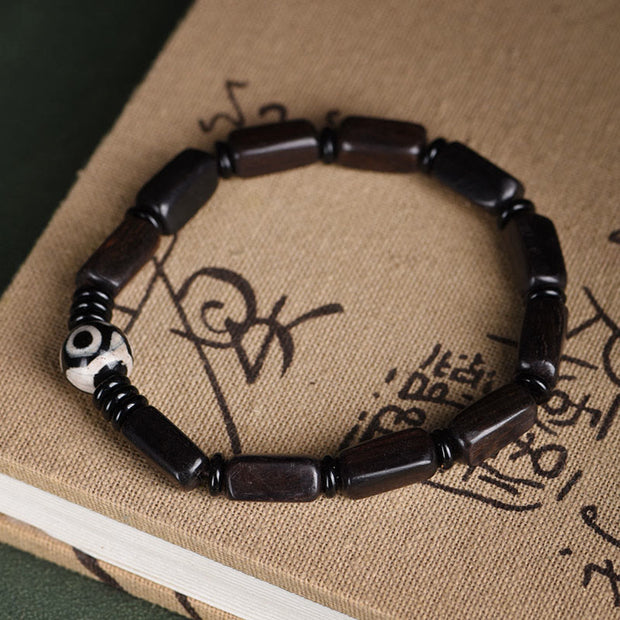 FREE Today: Spiritual Protection Ebony Wood Rectangular Beads Dzi Bead Bracelet