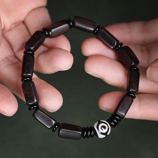 FREE Today: Spiritual Protection Ebony Wood Rectangular Beads Dzi Bead Bracelet