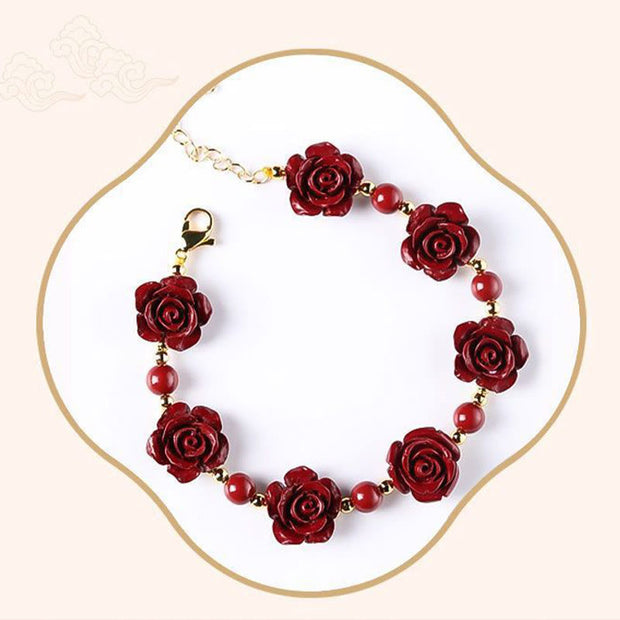 Buddha Stones Cinnabar Rose Blessing Bracelet