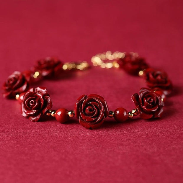 Buddha Stones Cinnabar Rose Blessing Bracelet