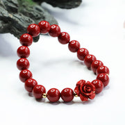 Buddha Stones Cinnabar Rose Calm Premium Elastic String Bracelet