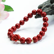 Buddha Stones Cinnabar Rose Calm Premium Elastic String Bracelet