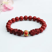 Buddha Stones Cinnabar Double PIXIU Keep Away Evil Spirits Bracelet Bracelet BS Cinnabar Double PIXIU(Wrist Circumference: 14-16cm) 8mm