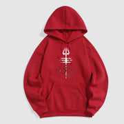 Buddha Stones OM NAMAH SHIVAYA Trident Fleece Lined Polyester Hoodie Hoodie BS Red 2XL