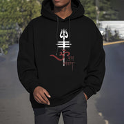 Buddha Stones OM NAMAH SHIVAYA Trident Fleece Lined Polyester Hoodie Hoodie BS 16