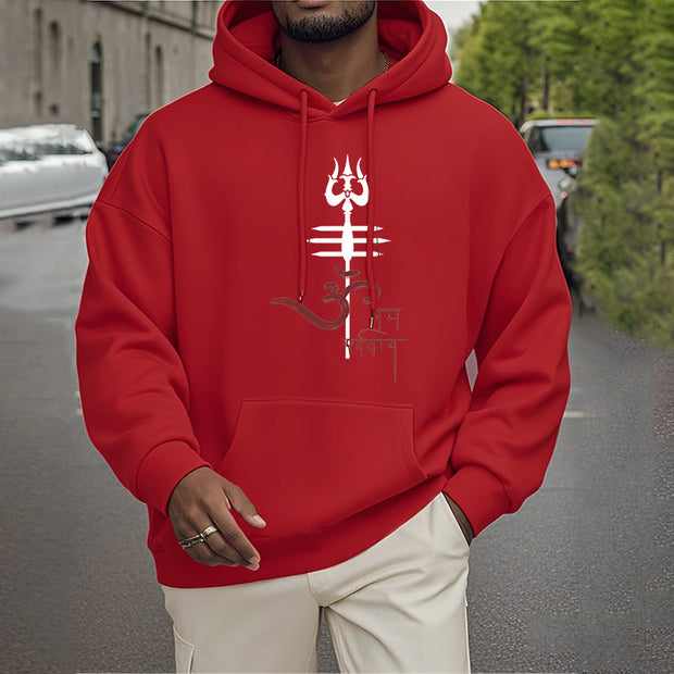 Buddha Stones OM NAMAH SHIVAYA Trident Fleece Lined Polyester Hoodie Hoodie BS 28