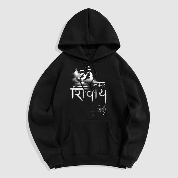 Buddha Stones OM NAMAH SHIVAYA Mountain Fleece Lined Polyester Hoodie Hoodie BS Black 2XL