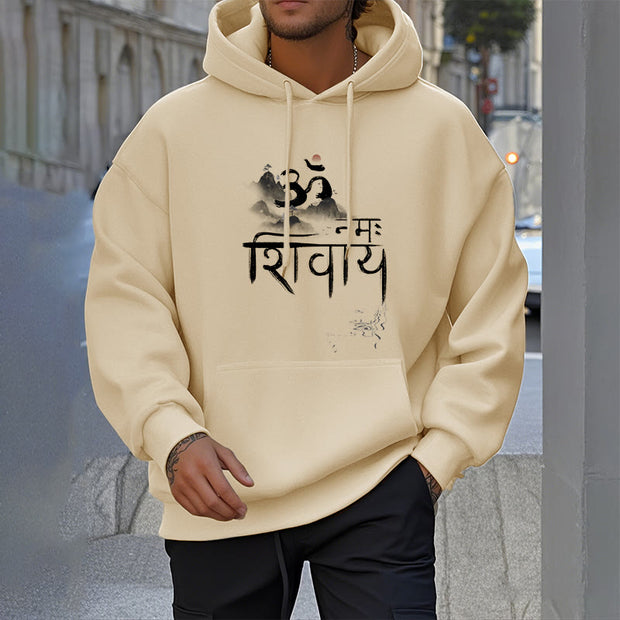 Buddha Stones OM NAMAH SHIVAYA Mountain Fleece Lined Polyester Hoodie Hoodie BS 20