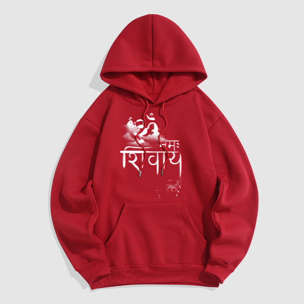 Buddha Stones OM NAMAH SHIVAYA Mountain Fleece Lined Polyester Hoodie Hoodie BS Red 2XL