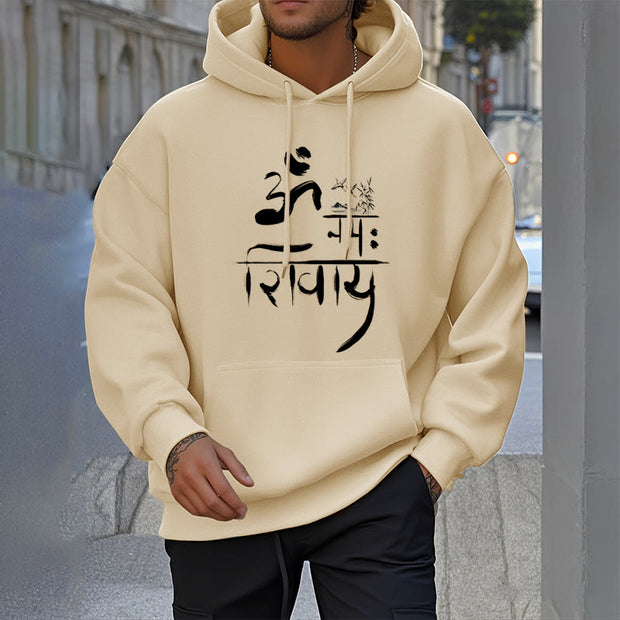 Buddha Stones OM NAMAH SHIVAYA Crane Bamboo Fleece Lined Polyester Hoodie Hoodie BS 3