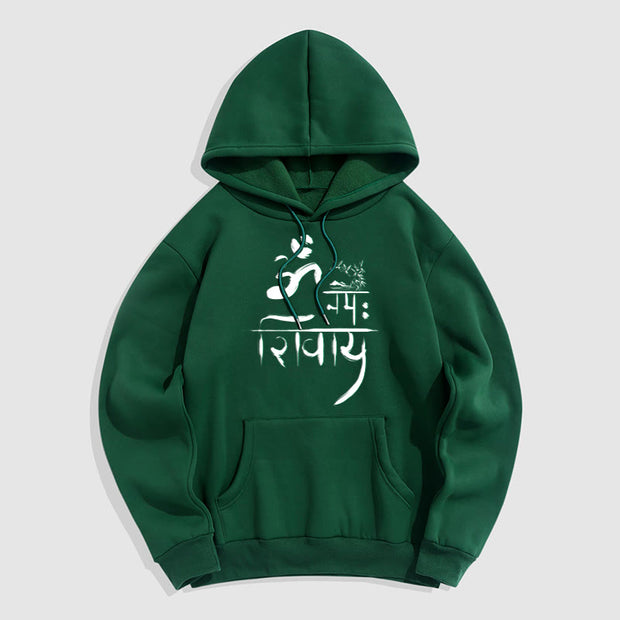 Buddha Stones OM NAMAH SHIVAYA Crane Bamboo Fleece Lined Polyester Hoodie Hoodie BS ForestGreen 2XL