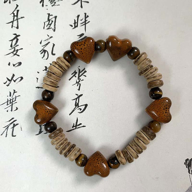 Buddha Stones Natural Stone Heart Shape Ceramics Bracelet