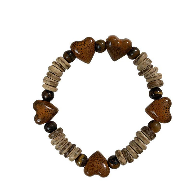 Buddha Stones Natural Stone Heart Shape Ceramics Bracelet