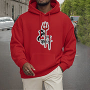 Buddha Stones OM NAMAH SHIVAYA Red Trident Profile Fleece Lined Polyester Hoodie Hoodie BS 3