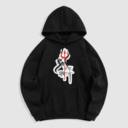 Buddha Stones OM NAMAH SHIVAYA Red Trident Profile Fleece Lined Polyester Hoodie Hoodie BS Black 2XL