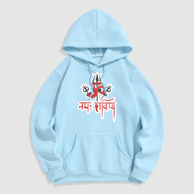 Buddha Stones OM NAMAH SHIVAYA Three Tridents Fleece Lined Polyester Hoodie Hoodie BS LightCyan 2XL