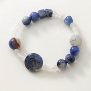 Buddha Stones Blue Aventurine Agate Jade Black Rutilated Quartz Bracelet Bracelet BS 6