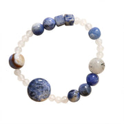 Buddha Stones Blue Aventurine Agate Jade Black Rutilated Quartz Bracelet Bracelet BS 7