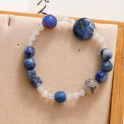 Buddha Stones Blue Aventurine Agate Jade Black Rutilated Quartz Bracelet