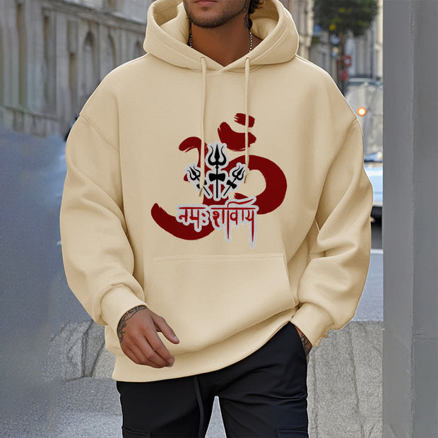 Buddha Stones OM NAMAH SHIVAYA Three Small Tridents Fleece Lined Polyester Hoodie Hoodie BS 20