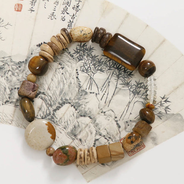 Buddha Stones Coconut Shell Tiger Eye Courage Bracelet Bracelet BS 2