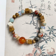 Buddha Stones Red Agate Shoushan Stone White Turquoise Calm Blessing Bracelet Bracelet BS 3