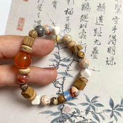 Buddha Stones Red Agate Shoushan Stone White Turquoise Calm Blessing Bracelet Bracelet BS 4