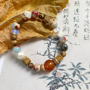 Buddha Stones Red Agate Shoushan Stone White Turquoise Calm Blessing Bracelet Bracelet BS 12