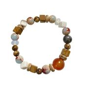 Buddha Stones Red Agate Shoushan Stone White Turquoise Calm Blessing Bracelet Bracelet BS 11