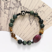 Buddha Stones Green Agate Three-eyed Dzi Bead Power Success Bracelet Bracelet BS 3