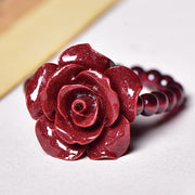 Buddha Stones Cinnabar Rose Garnet Beads Concentration Ring