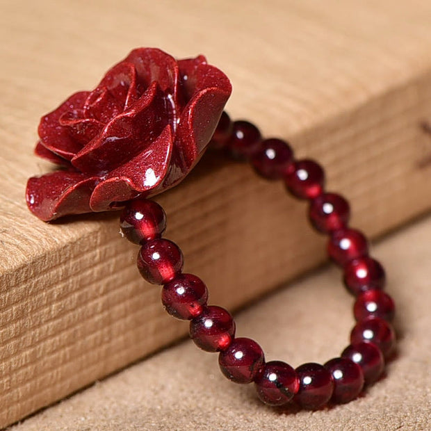 FREE Today: Protection And Calming Cinnabar Rose Garnet Beads Ring