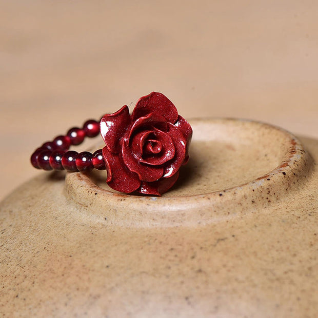 FREE Today: Protection And Calming Cinnabar Rose Garnet Beads Ring