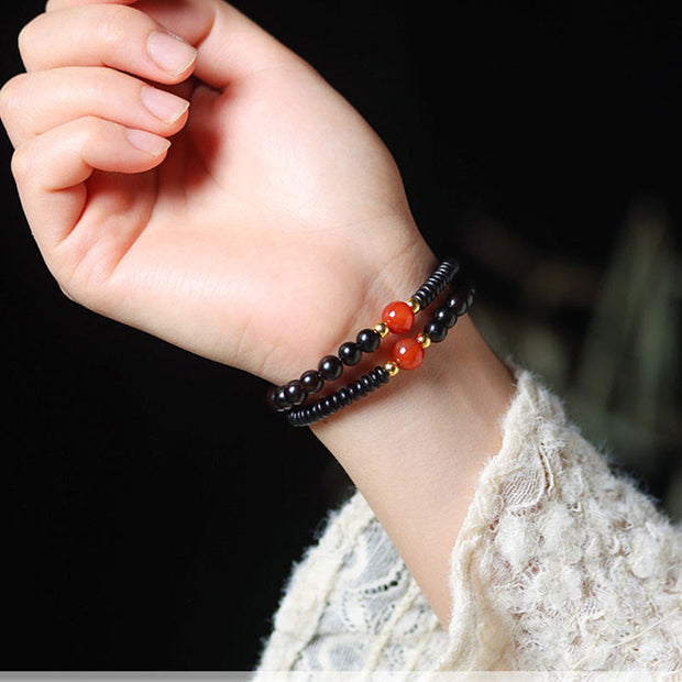 FREE Today: Attracts Positive Vibrations Ebony Sandalwood Green Sandalwood Dzi Bead Double Wrap Bracelet