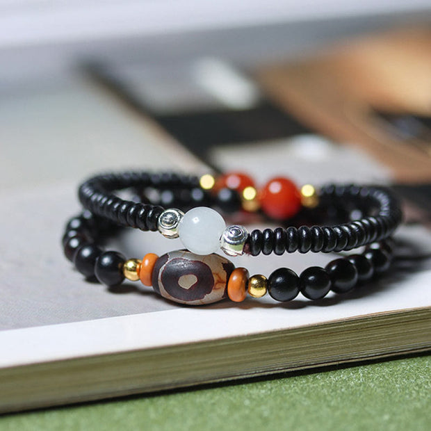 FREE Today: Attracts Positive Vibrations Ebony Sandalwood Green Sandalwood Dzi Bead Double Wrap Bracelet