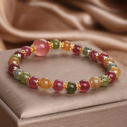 Buddha Stones Tourmaline Strawberry Quartz Wisdom Bracelet Bracelet BS 9