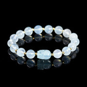 Buddha Stones Various Crystal PIXIU Pink Crystal Warmth Bracelet Bracelet BS Aquamarine(Wrist Circumference: 14-16cm)