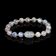 Buddha Stones Various Crystal PIXIU Pink Crystal Warmth Bracelet Bracelet BS Grey Moonlight(Wrist Circumference: 14-16cm)