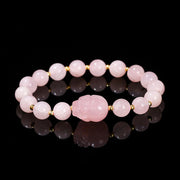 Buddha Stones Various Crystal PIXIU Pink Crystal Warmth Bracelet Bracelet BS Pink Crystal(Wrist Circumference: 14-16cm)