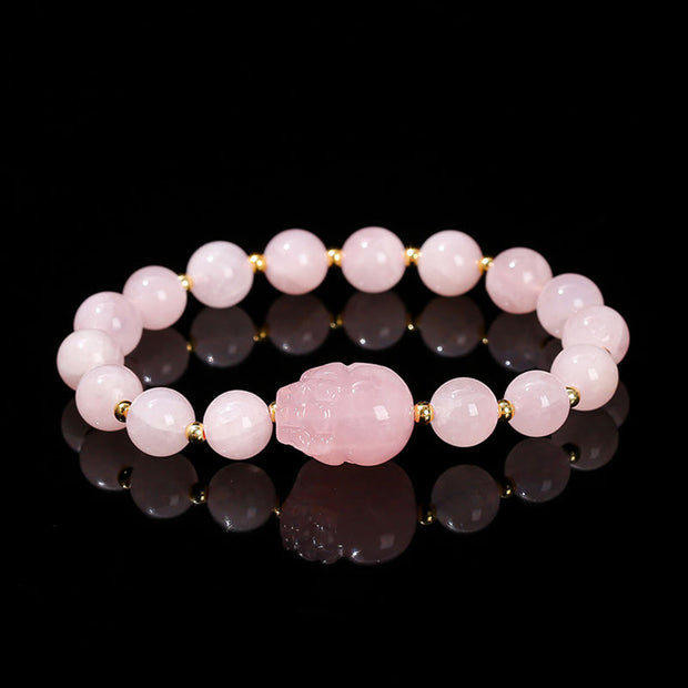 Buddha Stones Various Crystal PIXIU Pink Crystal Warmth Bracelet