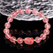 Buddha Stones Various Crystal PIXIU Pink Crystal Warmth Bracelet